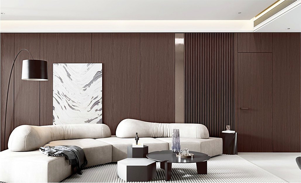 格栅背景墙+隐形门 Grille Feature Wall + Hidden Door